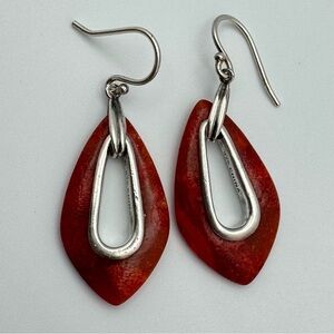 Silpada Sterling Silver Red Coral Drop Earrings 925